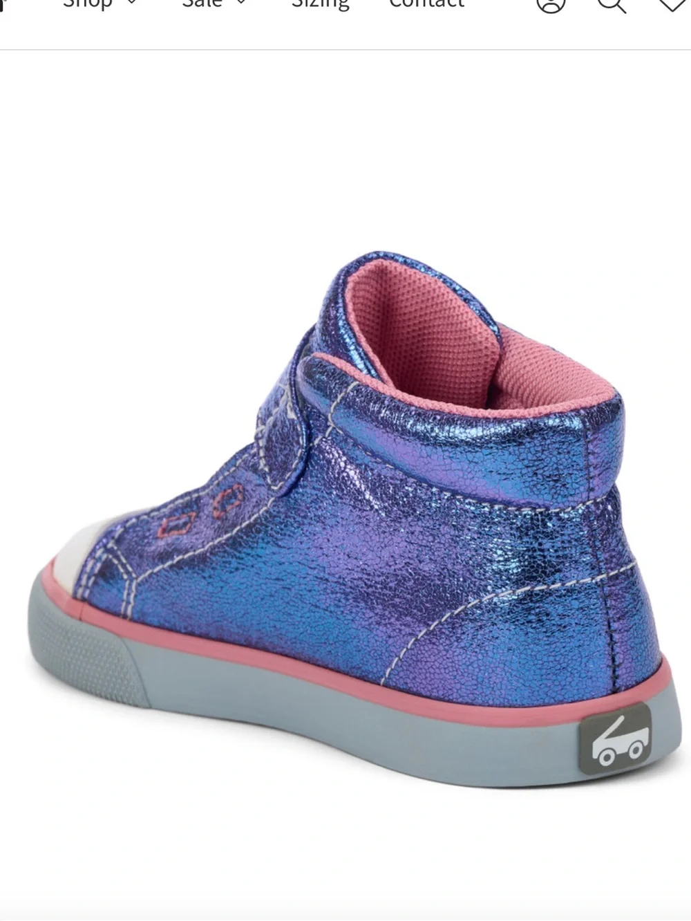 SEE KAI RUN Drew Purple Metallic high top sneakers, Baby Walkers size 4, NWOT